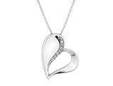 Sterling Silver Heart Pendant Necklace with Chain and Accent Diamond